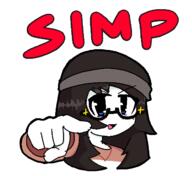 beanie blue_eyes blush clothes female glasses hair hand hat open_mouth pointing pointing_at_viewer redraw simp soyjak text variant:soytan // 640x587 // 32.1KB