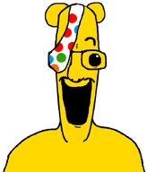 bandage bear bear_ears black_eyes polka_dots pudsey pudsey_bear smile transparent_background variant:headjak yellow_fur yellow_skin // 607x712 // 11.8KB