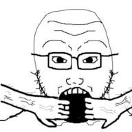 arm glasses goatse hand open_mouth scared soyjak stubble variant:soyak vein // 800x800 // 54.9KB