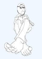 bald barefoot clothes foot foot_fetish full_body girls_und_panzer glasses hand_on_chin raised_eyebrow suit variant:smugjak yuzugin // 1280x1779 // 90.9KB