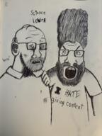2soyjaks angry art beard black_and_white blood blue_hair bruise confused drawfag drawing ear glasses hair homer_simpson ink marge marge_simpson meta:soytober meta:soytober2024 open_mouth redraw scared stubble subvariant:science_lover subvariant:soyak_(concerned) text the_simpsons variant:markiplier_soyjak variant:soyak yellow_skin // 1536x2048 // 3.5MB