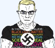 Love_is_love a10_eyes aryan black_lives_matter blond glasses in_this_house muscular_male science subvariant:chudjak_front subvariant:muscular_chud swastika variant:chudjak // 1059x929 // 319.5KB