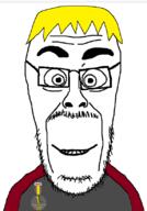 award blond eyebrows glasses grey_shirt nate smile soyjak_party stubble variant:cutejak // 573x820 // 49.2KB