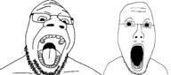 glasses open_mouth shocked soyjak stubble template transparent_background variant:chrisjak variant:goopjak variant:unknown // 1406x626 // 46.6KB
