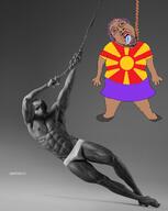 arm bloodshot_eyes brown_skin clothes country crying dead flag flag:north_macedonia gigachad glasses hand leg mustache north_macedonia open_mouth purple_hair rope shoe skirt sleek_n_tears stubble tongue variant:bernd yellow_teeth // 1546x1943 // 263.2KB