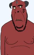DOOM_(game) Doomguy baron baron_of_hell_(DOOM) biting_lip body demon doom fat green_eyes horn red_skin rotten_teeth slayer subvariant:hornyson text the_mark_of_the_doom_slayer variant:cobson white_pupils // 948x1547 // 58.0KB