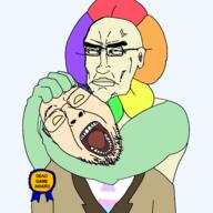 arm body dandy dandy's_world flower glasses hand headlock minus_elevation plant roblox shelly soyjak strangling stubble subvariant:perceptive_chud the_weak_should_fear_the_strong tranny transgender_flag transparent_background troon variant:bernd variant:chudjak // 2500x2500 // 1.1MB