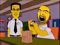 artist:sectionalism bag bald clothes frank_grimes glasses homer_simpson lunch open_mouth room sandwich stubble subvariant:chudjak_front the_simpsons torso variant:chudjak variant:cobson // 890x668 // 474.4KB