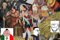 3soyjaks arm art artist:sectionalism award bald brown_skin candle catholic christianity circle clothes coin crook diego_rivera fat glasses gold hand hat holding_object internet_is_leaking leg lips medal monk obese painting priest robe rope soldier stubble torso trash_can tricorn variant:chudjak variant:impish_soyak_ears variant:meximutt yellow_sclera // 2160x1438 // 740.1KB