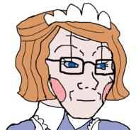 blue_eyes cheeks closed_mouth clothes emmy_the_robot glasses maid nandroid variant:soyak yellow_hair // 1576x1500 // 117.0KB