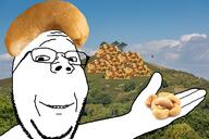 arm cashew clothes giving glasses hand hat holding_object irl_background nut smile soyjak stubble subvariant:wholesome_soyjak variant:gapejak // 1500x1000 // 1.4MB