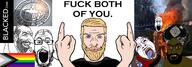4soyjaks beard blacked flag:progress_pride_flag fuck glasses islam judaism leftist lgbtq_flag meta:not_oc meta:tagme middle_finger nordic_chad rightist tranny variant:bernd variant:feraljak variant:markiplier_soyjak // 2313x812 // 286.0KB