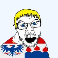 animal arrow bird blue_eyes clothes country county fire flag flag:örebro flower glasses hair mustache open_mouth plant soyjak stubble sweden teeth transparent_background variant:feraljak yellow_hair örebro // 1500x1500 // 142.5KB