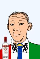 1864 alcohol bottle closed_mouth clothes ear flag flag:novosibirsk_oblast full_body hair neutral novosibirsk_oblast oblast russia smirnoff soyjak text track_suit transparent transparent_background variant:kuzjak vodka weasel white_skin // 810x1192 // 138.5KB