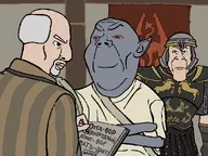 arm armor book chainmail clothes cyrillic_text dark_skin dunmer ear frowning hair holding_object imperial imperial_legion morrowind pointy_ears red_eyes subvariant:neutralplier the_elder_scrolls the_elder_scrolls_iii:_morrowind three_soyjaks variant:chudjak variant:gapejak variant:markiplier_soyjak video_game white_beard white_hair writing // 2000x1500 // 1.3MB