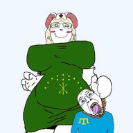 blue_eyes circassia clothed crimean_tatar crying ear female flag flag:circassia flag:crimean_tatar glasses hanging mouse nurse_hat open_mouth red_cross rope smile terrible_mouse tongue variant:bernd variant:gapejak yellow_sclera // 1080x1080 // 199.3KB