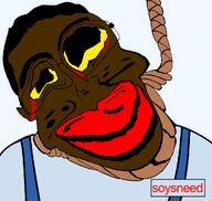 deformed hanging jartycuck meta:tagme name_tag rope slopjak soysneed_(nameroach_tranny) soysneed_(user) subvariant:jartycuck variant:chudjak // 1050x996 // 96.4KB