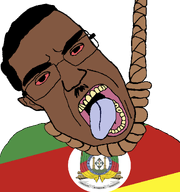 ack brown_skin death eyebrows flag:rio_grande_do_sul hair hanged hanging hitler_mustache mustache open_mouth portuguese_text rio_grande_do_sul rope subvariant:patrick suicide tongue variant:chudjak yellow_teeth // 1032x1098 // 130.0KB
