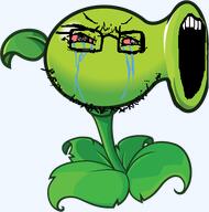 bloodshot_eyes crying glasses leaf looking_to_the_right open_mouth peashooter plant plants_vs_zombies stretched_mouth stubble teeth teeth_showing variant:soyak video_game wrinkles // 442x446 // 96.7KB