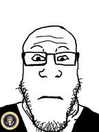 beard clothes eyes face glasses logo looking_at_you markiplier neutral politics president stubble subvariant:neutralplier suit variant:markiplier_soyjak white_background white_skin // 600x800 // 126.9KB