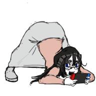 blue_eyes clothes female glasses guilty_gear hair holding_object jack_o_pose necklace nintendo nintendo_switch variant:soytan video_game // 1280x1280 // 385.2KB