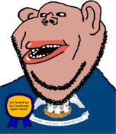 amerimutt award bird black_sclera brown_skin clothes ear flag flag:louisiana hurricane lips louisiana mutt open_mouth pelican soyjak state stubble subvariant:impish_amerimutt text united_states variant:impish_soyak_ears // 685x793 // 85.4KB