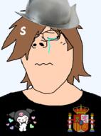 SanrioWABAG_(namefag) brown_hair closed_mouth crying emo_hair fedora glasses hair kuromi sanrio soyjak subvariant:terryjak tear terry_crews(namefag) text variant:gapejak // 870x1174 // 210.2KB