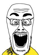 eyebrows eyes flag:flanders forehead_lines glasses mustache nose open_mouth soyjak stubble teeth variant:cutejak // 437x599 // 25.4KB