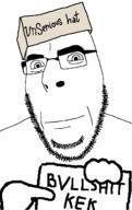 clothes eyebrows eyes glasses hand happy hat head holding_object kek nose pointing serious_hat sign smile stubble unserious_hat variant:cobson // 775x1232 // 111.2KB