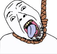 dead hanging open_mouth rope soyjak stubble suicide template tongue variant:bernd yellow_teeth // 1677x1569 // 109.1KB