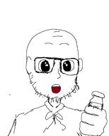 anime bottle clothes glasses hand holding_object open_mouth soy soyjak soylent stubble variant:unknown // 1018x1270 // 56.4KB
