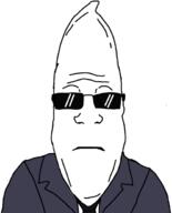 closed_mouth clothes ear glasses looking_at_you mcdonalds moon moonman neutral subvariant:neutralplier suit sunglasses variant:markiplier_soyjak // 496x616 // 52.2KB