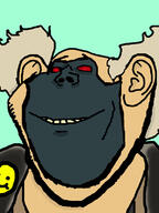 badge clothes ear hair red_eyes smile smiley_face soyjak spawn variant:impish_soyak_ears violator white_skin // 598x800 // 258.0KB