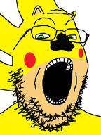 autism chris-chan ear glasses green_eyes hedgehog oc open_mouth pikachu pokemon red_cheeks sega snout sonic sonic_the_hedgehog sonichu soyjak stubble super_sonic variant:gapejak video_game yellow yellow_skin // 600x800 // 31.5KB