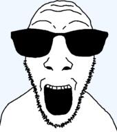 glasses open_mouth soyjak stubble sunglasses transparent_background variant:dylanjak // 552x624 // 20.8KB