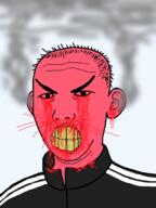 angry blood bloodshot_eyes clenched_teeth clothes ear fume hair red_skin smoke soyjak track_suit variant:carterjak variant:kuzjak yellow_teeth // 810x1080 // 296.4KB