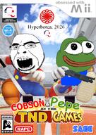 amphibian beard blue_shirt box_art esrb frog game glasses green_skin gun hyperborea logo machete mario mario_and_sonic_at_the_olympic_games nas:pepe nintendo obsessed olympics pepe_the_frog pump_action_shotgun qanon rape sage sega shotgun smile sonic total_nigger_death variant:cobson video_game weapon wii // 800x1130 // 1.1MB
