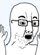 bald excited glasses hand hands_up happy open_mouth soyboy soyjak stubble subvariant:chudjak_soy template transparent variant:chudjak // 645x870 // 31.4KB