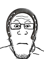glasses horseshoe looking_at_you object_on_head stubble subvariant:neutralplier variant:markiplier_soyjak white_background // 600x800 // 144.8KB