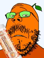 beard bloodshot_eyes closed_mouth froot frown galaxy_gas orange variant:gapejak // 600x800 // 210.7KB