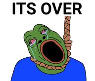 ack animal bloodshot_eyes clothes cross_eyed crying dead frog green_skin hanging its_over no_teeth open_mouth pepe rope soyjak suicide text variant:bernd // 586x500 // 80.8KB