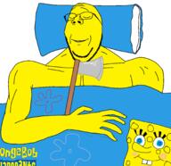 asian axe blanket closed_eyes glasses mongolia sleeping smile spongebob_squarepants stubble subvariant:wholesome_soyjak swolesome variant:gapejak // 2045x1985 // 116.2KB