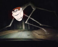 car dark family_guy glasses irl irl_background lights monster outdoors peter_griffin scary smile soyjak teeth variant:impish_soyak_ears // 484x391 // 45.3KB