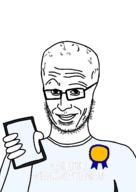 award big_brain big_forehead clothes glasses holding_object holding_phone lips phone smug stubble template text university variant:unijak vein // 1000x1414 // 216.4KB