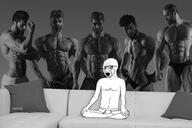 arm bloodshot_eyes couch full_body gigachad glasses hand irl irl_background leg sitting soyjak underpants variant:soyak // 4000x2667 // 1.8MB