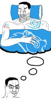 arm beard blanket chin closed_eyes closed_mouth glasses hair hand imagination nord_(the_elder_scrolls) pillow scar sleeping smile smug soyjak speech_bubble stormcloak stubble tattoo the_elder_scrolls the_elder_scrolls_v:_skyrim ulfric_stormcloak variant:chudjak video_game // 2062x3961 // 904.2KB