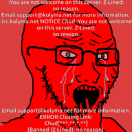animated ban bloodshot_eyes crying deformed glasses hand irc kolyma open_mouth red_skin soyjak stubble text variant:soyak // 708x800 // 1.9MB