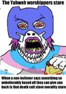 beard bloodshot_eyes clyde crying deity discord eating flag flag:transgender_pride_flag glasses god hair hand mask open_mouth pedophile pixelated pizza speech_bubble stain stare sweating text tranny variant:feraljak_front yahweh yellow_teeth // 765x1087 // 273.9KB