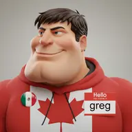 3d 3dgifmaker ai_art ai_slop flag:canada flag:mexico greg_(user) hello_my_name_is_(sticker) meta:ai_generated realistic subvariant:mexiaryan variant:meximutt // 1024x1024 // 660.0KB