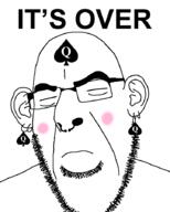 bbc blush closed_eyes closed_mouth ear glasses hand its_over queen_of_spades soyjak stubble text variant:cobson // 721x900 // 39.1KB